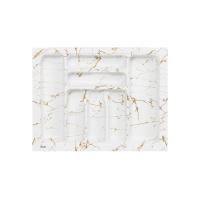 Лоток для столовых приборов 600 TR-05 (540～485*430～390*55), бело-золотой мрамор AKS