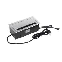 Выдвижной удлинитель Atlas USB, 2 розетки, 2xUSB, HDMI, LAN, шлиф. сталь AKS