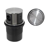 Выдвижной удлинитель Tor USB, 120 мм 3 розетки + 2USB, сталь, AKS