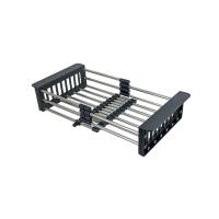 Коландер для мойки раздвижной, нержавеющая сталь, 290-475*227мм, черный, AKS