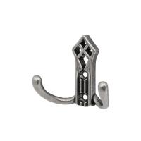 Крючок меб. двухрожковый мет. PALAZZO античное серебро AKS