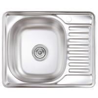 Мойка н/сталь, прямоугольная одночашевая, 580*480мм, матовый хром, врезн на столешницу, AKS (0,8 мм)
