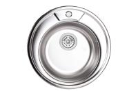 Мойка н/сталь, круглая одночашевая, d510мм, полированный хром, врезн на столешницу, AKS (0,8мм)