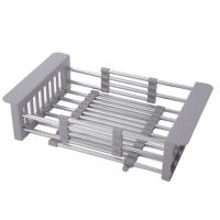 Коландер для мойки раздвижной, нержавеющая сталь, 290-475*227мм, серый, AKS