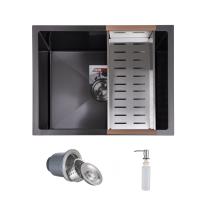 Мойка н/сталь, прямоугольная одночашевая, 570*460мм, черный, универсальная, AKS (3,2мм)