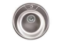 Мойка н/сталь, круглая одночашевая, d510мм, декорированный хром, врезн на столещницу, AKS (0,8мм)