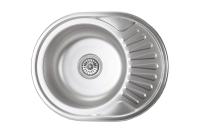 Мойка н/сталь, овальная одночашевая, 570*450мм, декорированная хром, врезн на столешницу, AKS (0,8мм)