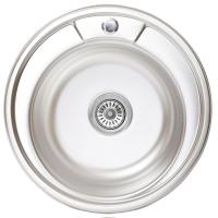 Мойка н/сталь, круглая одночашевая, d510мм, матовый хром, врезн на столешницу, AKS (0,8мм)