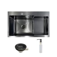 Мойка н/сталь, прямоугольная одночашевая, 780*480мм, графит, PVD покрытие, мойка слева, врезн на/вровень столешнице, AKS (3,2мм)