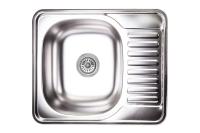 Мойка н/сталь, прямоугольная одночашевая, 580*480мм, декорированный хром, врезн на столешницу, AKS (0,8мм)