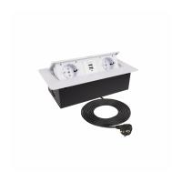 Выдвижной удлинитель NOVA USB, 2 розетки, 2xUSB, белый AKS