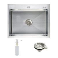 Мойка н/сталь, прямоугольная одночашевая, 580*450мм, сатин, PVD покрытие, врезн на/вровень столешнице, AKS (3,2мм)