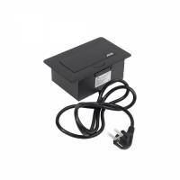 Выдвижной удлинитель NOVA 4, 1 розетка, 2xUSB, черный AKS