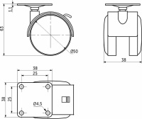 Колесо меб. пласт. d50 с площадкой с торм., черный AKS — купить мебельную фурнитуру в Санкт-Петербурге | AKS мебель
