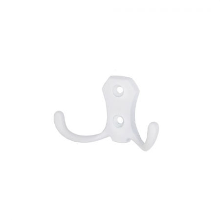 Крючок меб. двухрожковый мет. WP89 белый AKS — купить мебельную фурнитуру в Санкт-Петербурге | AKS мебель
