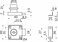 Замок для распашной двери механический 138, c ломаным ключом, черный, AKS — купить мебельную фурнитуру в Санкт-Петербурге | AKS мебель
