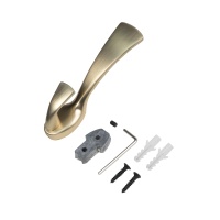 Крючок меб. двухрожковый мет. QUEEN брашированное золото AKS — купить мебельную фурнитуру в Санкт-Петербурге | AKS мебель
