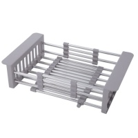 Коландер для мойки раздвижной, нержавеющая сталь, 290-475*227мм, серый, AKS — купить мебельную фурнитуру в Санкт-Петербурге | AKS мебель
