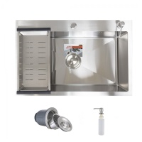 Мойка н/сталь, прямоугольная одночашевая, 700*460мм, глянец сатин, врезн на/вровень столешнице, AKS (3,0мм) — купить мебельную фурнитуру в Санкт-Петербурге | AKS мебель
