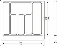 Лоток для столовых приборов 600 TR-04 (540～495*485～440*55), серый AKS — купить мебельную фурнитуру в Санкт-Петербурге | AKS мебель
