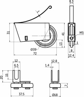 Комплект роликов SENATOR открытый для 1 раздвижной двери AKS PLUS 80 кг усиленные верхний подшипник — купить мебельную фурнитуру в Санкт-Петербурге | AKS мебель
