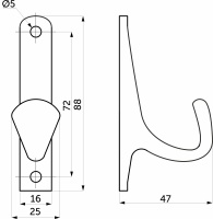 Крючок меб. однорожковый мет. DELTA сатин AKS — купить мебельную фурнитуру в Санкт-Петербурге | AKS мебель
