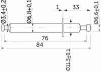 Шток эксцентрика двусторонний 7*76/84 для плиты 16мм (с разделительным кольцом) (уп/10шт) AKS — купить мебельную фурнитуру в Санкт-Петербурге | AKS мебель
