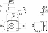 Замок для распашной двери механический 138 AKS — купить мебельную фурнитуру в Санкт-Петербурге | AKS мебель
