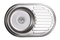 Мойка н/сталь, овальная одночашевая, 770*500мм, декорированная хром, врезн на столешницу, AKS (0,8мм) — купить мебельную фурнитуру в Санкт-Петербурге | AKS мебель
