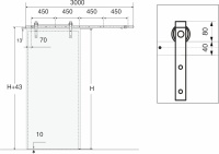 Комплект LOFT CLASSIC для 1 раздвижной двери AKS 120 кг (с направляющей L-3000 мм) — купить мебельную фурнитуру в Санкт-Петербурге | AKS мебель
