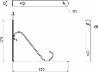 Полкодержатель мет. SONATA 250*170*25*3, черный AKS — купить мебельную фурнитуру в Санкт-Петербурге | AKS мебель

