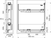 Выдвижная корзина-карго 200 ICON крепл.боковое/правое, графит PRIME by AKS — купить мебельную фурнитуру в Санкт-Петербурге | AKS мебель
