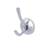 Крючок меб. двухрожковый мет. HORN хром матовый AKS — купить мебельную фурнитуру в Санкт-Петербурге | AKS мебель
