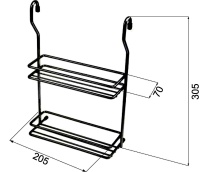 Корзина на трубу d16 двойная малая CWJ116B черный AKS — купить мебельную фурнитуру в Санкт-Петербурге | AKS мебель
