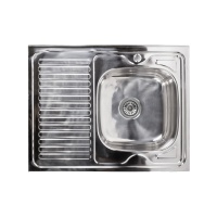 Мойка н/сталь, прямоугольная одночашевая, 800*600мм, полир хром, мойка справа, накладная, AKS (0,6мм) — купить мебельную фурнитуру в Санкт-Петербурге | AKS мебель
