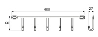 Вешалка настенная на 5 крючков 400*60*40, хром AKS — купить мебельную фурнитуру в Санкт-Петербурге | AKS мебель
