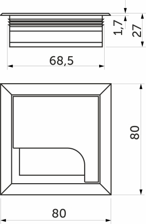 Пропуск кабельный металл 80х80мм алюминий AKS — купить мебельную фурнитуру в Санкт-Петербурге | AKS мебель
