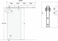 Комплект LOFT CLASSIC для 1 раздвижной двери AKS 120 кг (с направляющей L-2000 мм) — купить мебельную фурнитуру в Санкт-Петербурге | AKS мебель
