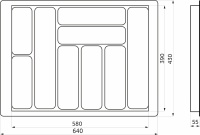 Лоток для столовых приборов 700 TR-03 (640～580*430～390*55), белый AKS — купить мебельную фурнитуру в Санкт-Петербурге | AKS мебель
