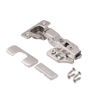 Петля полунакладная без пружины 45мм h0 clip-on PRIME by AKS 3D (саморезы, заглушки) (упак. = 2 шт.) — купить мебельную фурнитуру в Санкт-Петербурге | AKS мебель
