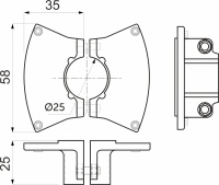 Держатель полки к трубе d25 (596) двухсторонний, вакуумное хромирование — купить мебельную фурнитуру в Санкт-Петербурге | AKS мебель
