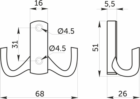 Крючок меб. двухрожковый мет. WP13 черный AKS — купить мебельную фурнитуру в Санкт-Петербурге | AKS мебель
