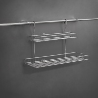 Корзина на трубу d16 двойная большая CWJ103B хром AKS — купить мебельную фурнитуру в Санкт-Петербурге | AKS мебель
