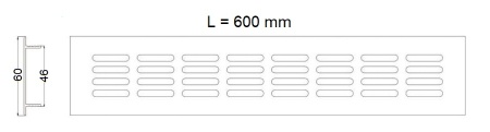 Решетка вентиляционная 600х60мм серебро алюминий AKS — купить мебельную фурнитуру в Санкт-Петербурге | AKS мебель
