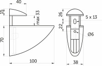 Полкодержатель PELIKAN большой хром AKS — купить мебельную фурнитуру в Санкт-Петербурге | AKS мебель
