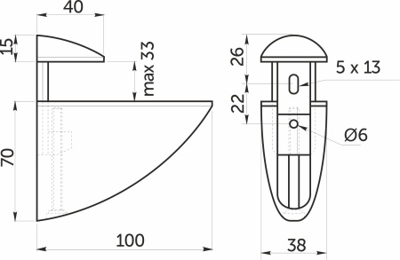 Полкодержатель PELIKAN большой хром AKS — купить мебельную фурнитуру в Санкт-Петербурге | AKS мебель

