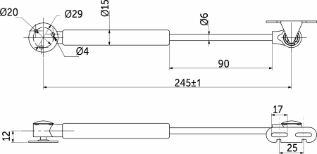 Подъемник газовый верхний 100N черный AKS — купить мебельную фурнитуру в Санкт-Петербурге | AKS мебель
