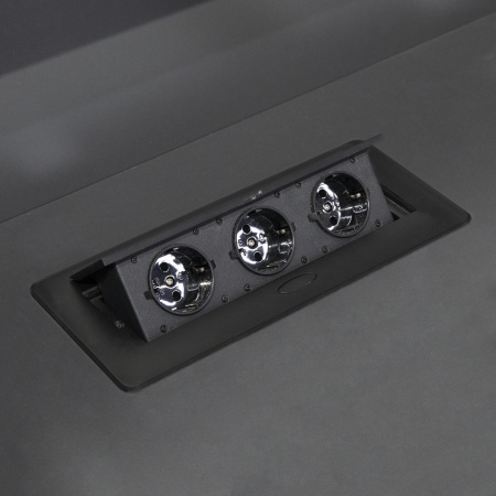 Выдвижной удлинитель NOVA, 3 розетки, черный AKS — купить мебельную фурнитуру в Санкт-Петербурге | AKS мебель
