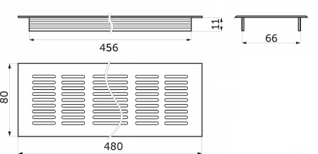 Решетка вентиляционная 480х80мм серебро алюминий AKS — купить мебельную фурнитуру в Санкт-Петербурге | AKS мебель
