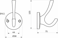 Крючок меб. двухрожковый мет. HORN черный AKS — купить мебельную фурнитуру в Санкт-Петербурге | AKS мебель
